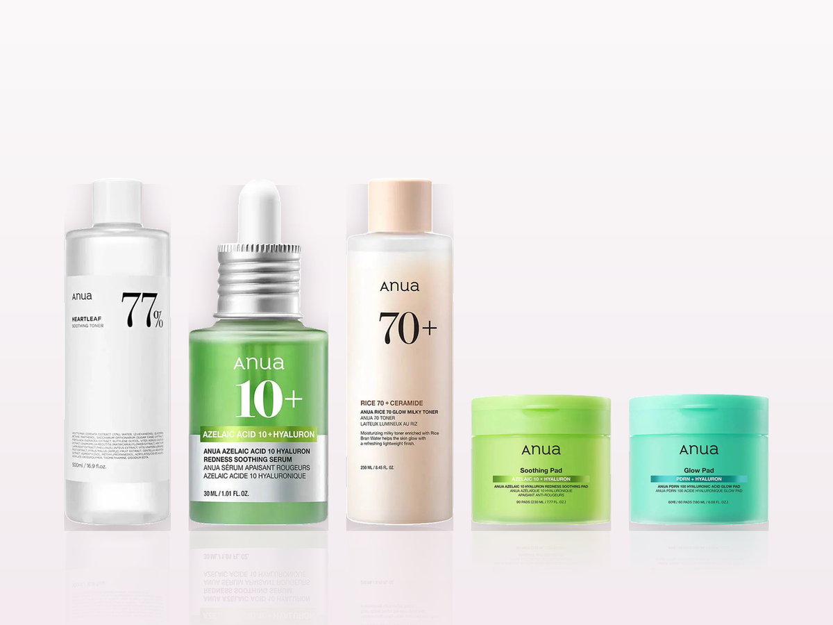 Sélection K-Beauty ANUA : Heartleaf Toner, sérum Azelaic, Rice 70 milky toner, pads apaisants