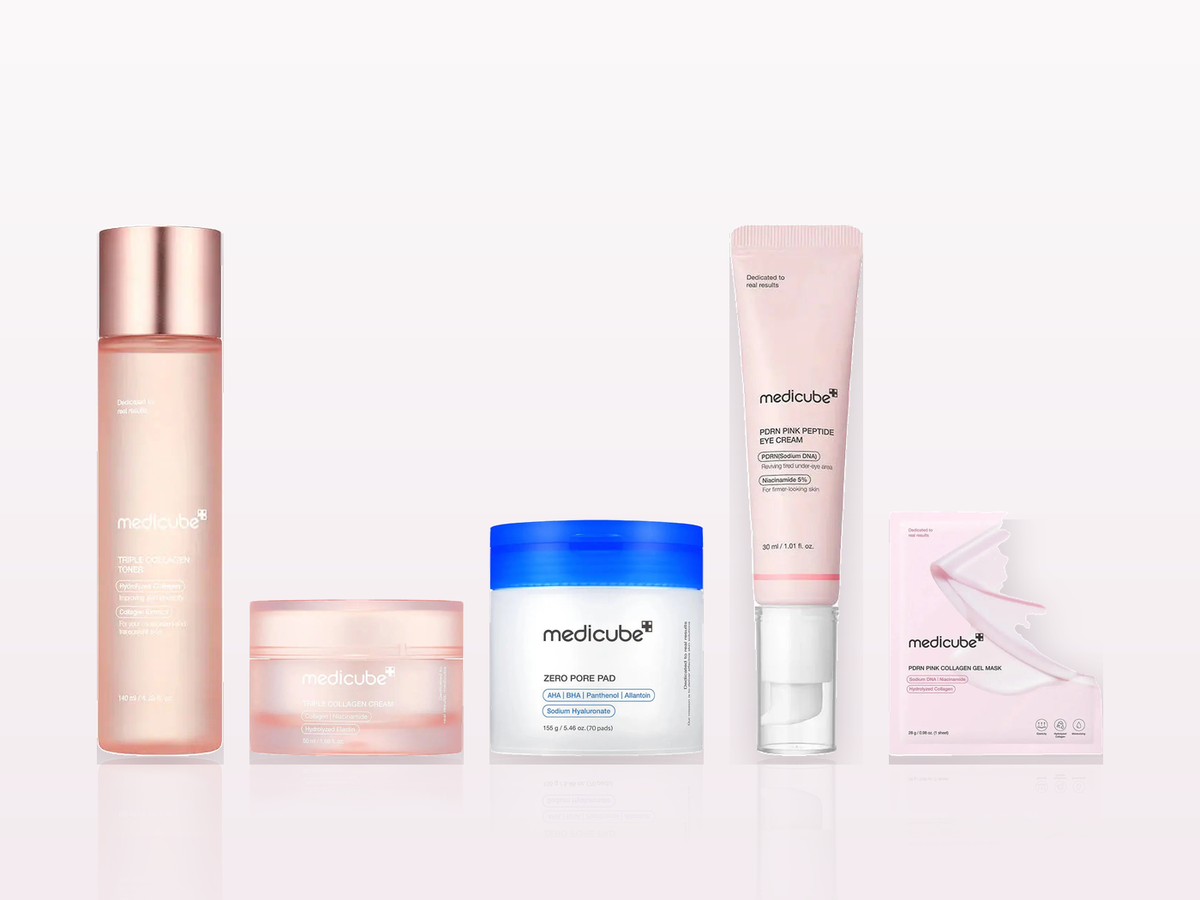 Sélection K-Beauty MEDICUBE : Triple Collagen crème et toner, PDRN Pink Peptide, Zero Pore Pads