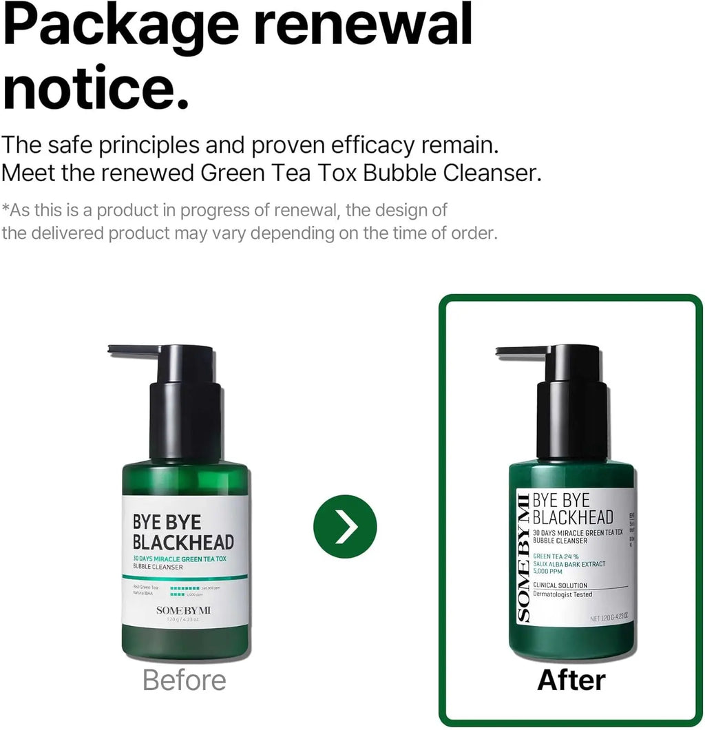 Bye Bye Blackhead 30 Days Miracle Green Tea Tox Bubble Cleanser 120g SOME BY MI