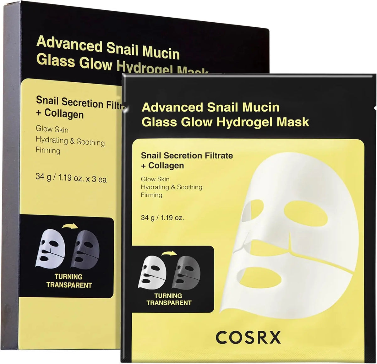 Masque hydrogel CosRx Advanced Snail Mucin Glass Glow à la bave d'escargot