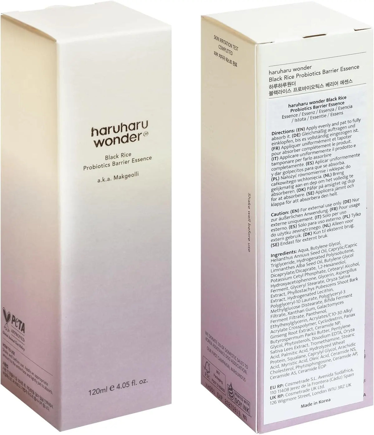 Black Rice Probiotics Barrier Essence 120ml Haruharu Wonder