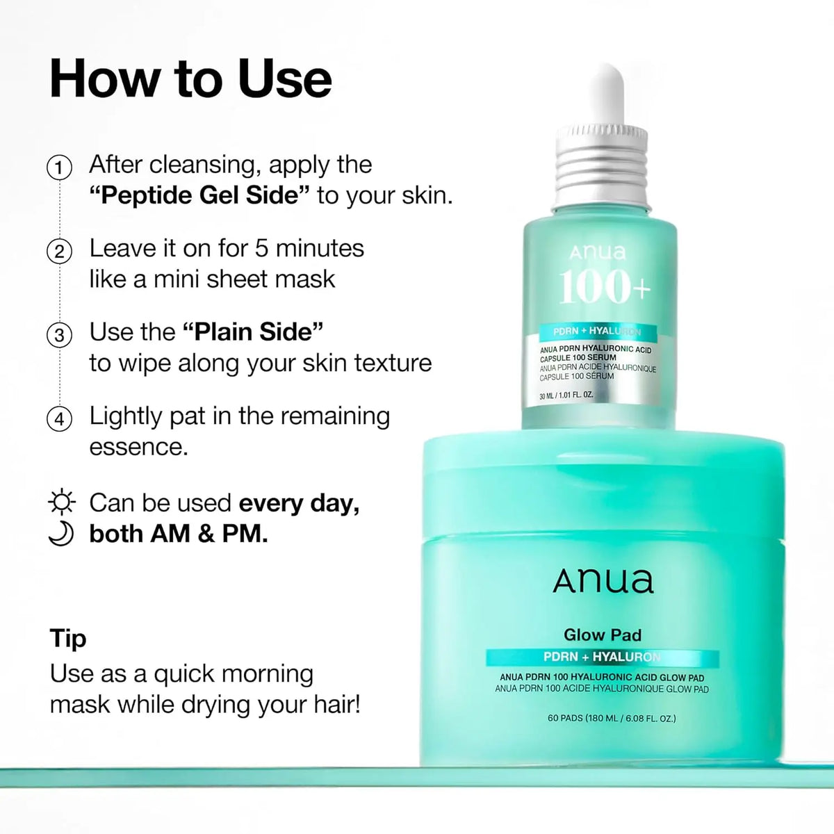 Glow pad PDRN + hyaluron (60 pads) Anua