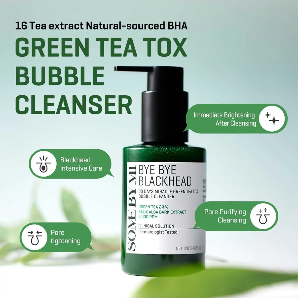 Bye Bye Blackhead 30 Days Miracle Green Tea Tox Bubble Cleanser 120g SOME BY MI