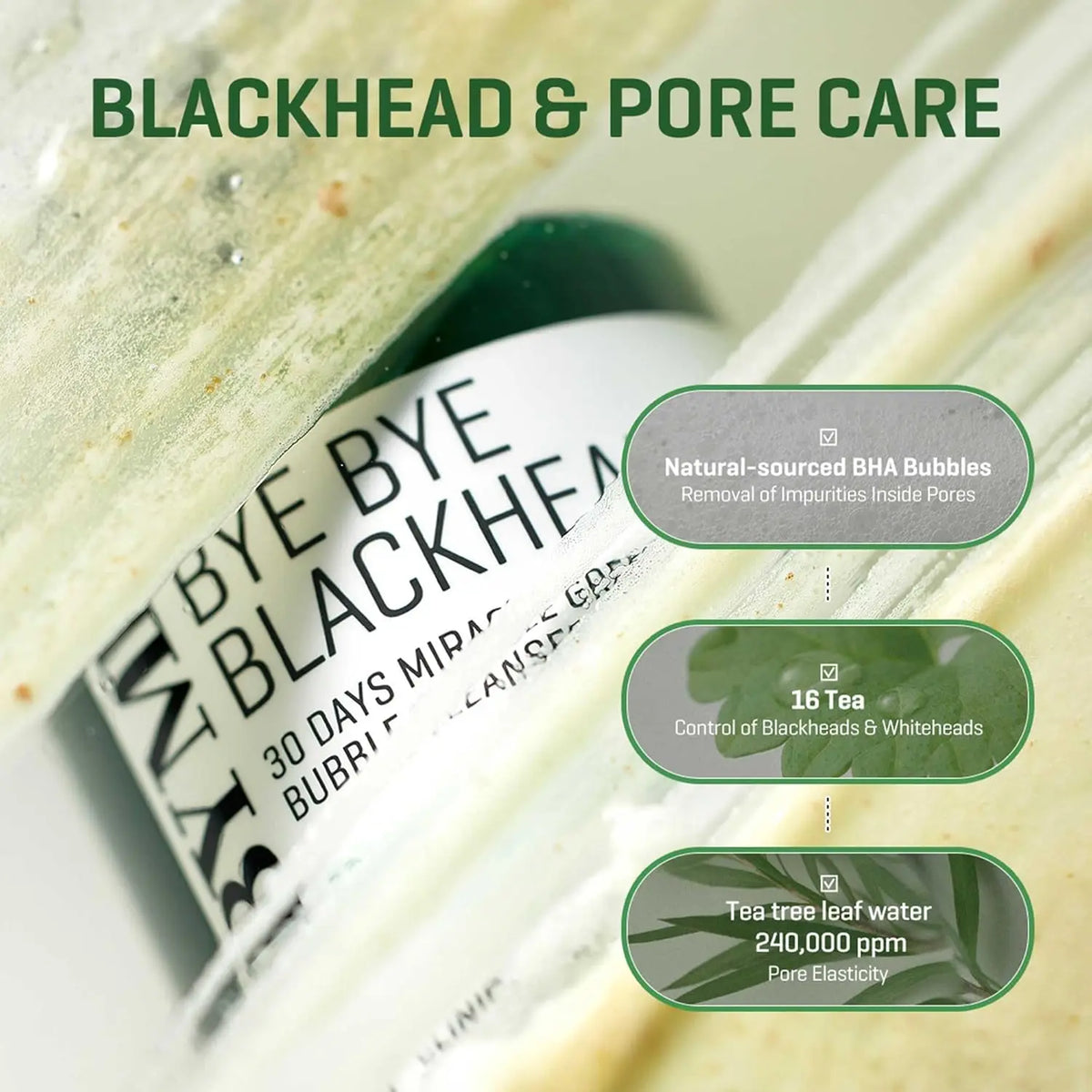 Bye Bye Blackhead 30 Days Miracle Green Tea Tox Bubble Cleanser 120g SOME BY MI