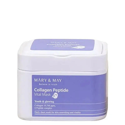Masques en tissu Mary&May Collagen Peptide Vital, 30 masques
